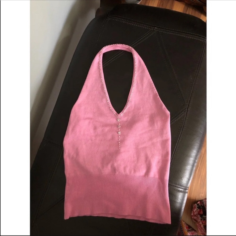 Boujee Barbie Pink Halter Top W Diamonds